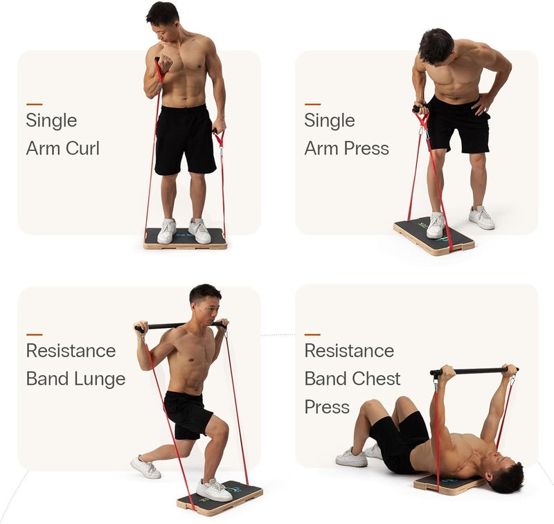 StrongTek Resistance Band Training Platform, Heavy-Duty Bamboo/Wood Board for Safe & Stable Resistance Workouts, Non-Slip, 1000 lbs Capacity for Arms, Shoulders, Core, Back & Legs - Image 4